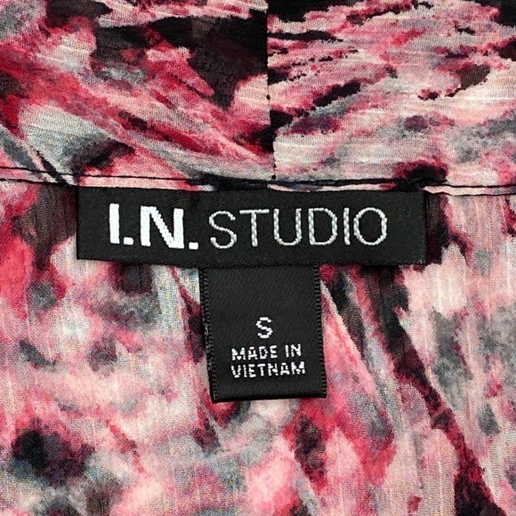 I.n Studio Sheer Pink Animal Print Drapey Open Front Cardigan Sweater - Picture 9 of 11